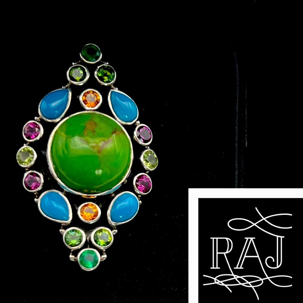 🦋NICKY BUTLER RAJ LIMITED EDITION Sterling Silver Turquoise Multi Gem Ring SZ 9